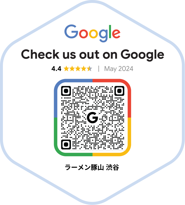 Google Check us out on Google QR badge for a Shibuya ramen shop