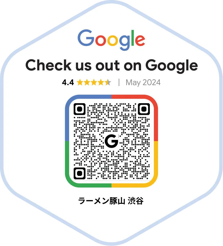 Google Check us out on Google QR badge for a Shibuya ramen shop